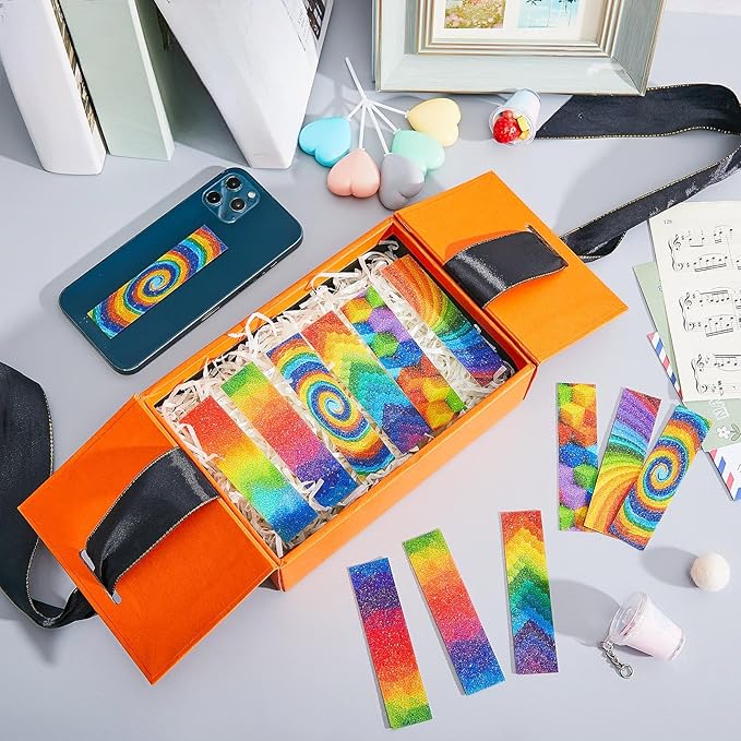 Gersoniel 72 Pcs Anxiety Sensory Stickers Strips Adhesive Textured Mental Health Calm Stickers Mindfulness Fidget Decals Stress Anxiety Relief Items for Therapy Office Desk Counselor(Rainbow)
