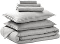 Bare Home Bed-in-A-Bag 7 Piece Comforter & Sheet Set - Queen - Goose Down Alternative - Ultra-Soft 1800 Premium Bedding Set - Cationic (Queen, Heathered Pewter)