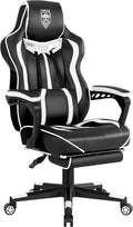 Vonesse Gaming Chair with Footrest,Reclining Computer Gaming Chair for Adults,Big and Tall Gamer Chair with Massage,Ergonomic High Back (White/Black)