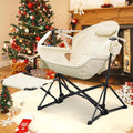 GDY Camping Chairs, Oversized Hammock, Folding Rocking Chairs, Adjustable Back Swing Chairs, Cup Holder, Outdoor Beach Lawn, White.