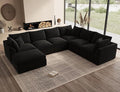 ohllob Oversized Sectional Couches for Living Room, Cloud Boneless Couch, 7 Seater Large Modular Sectional Sofa, Black