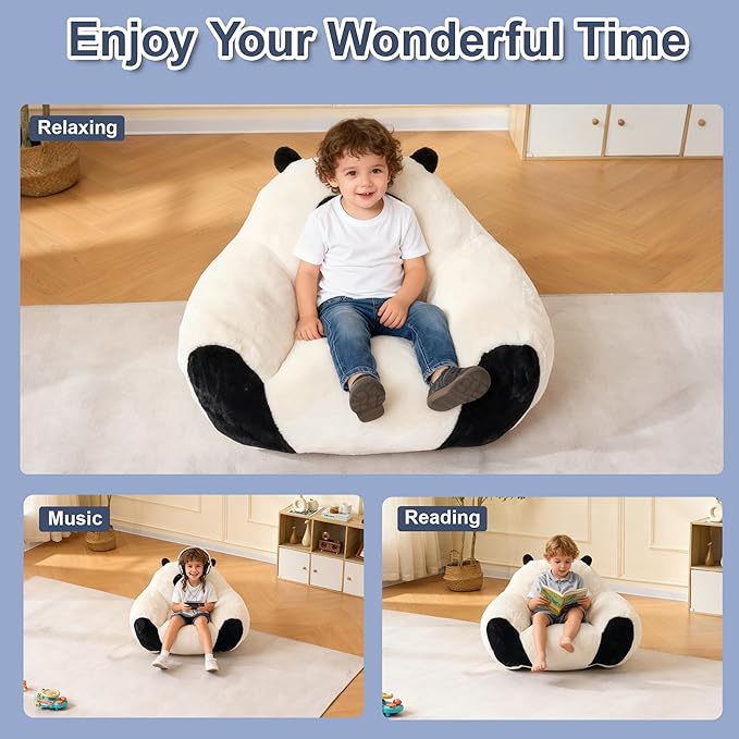 Bean Bag Chair for Kids, Small Bean Bag Couch with Filler, Ultra Soft Faux Fur Floor Sofa for Boys and Girls, Stuffed Lazy Sofa for Bedroom Dorm Reading, Beige