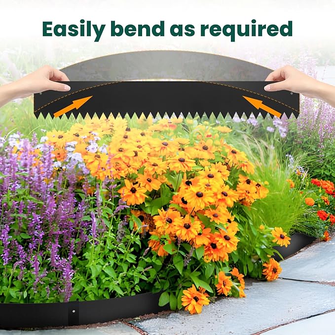 Galvanized Steel Landscape Edging Metal Landscape Edging Black Steel Landscaping Metal Garden Edging Border 6 Inch Depth 40 Inch Strips 6pcs for Lawn Yard 20 Feet Total (with 6 Clips)