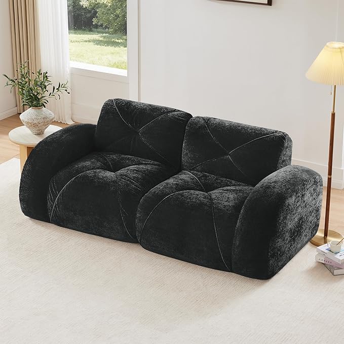 Modular Sectional Sofa with Free Combination,Boneless Floor Couch for Small Spaces, Living Room & Lounge,Velvet 2-Seater Sectional Couch with Comfortable Deep Seat,No Assembly Needed