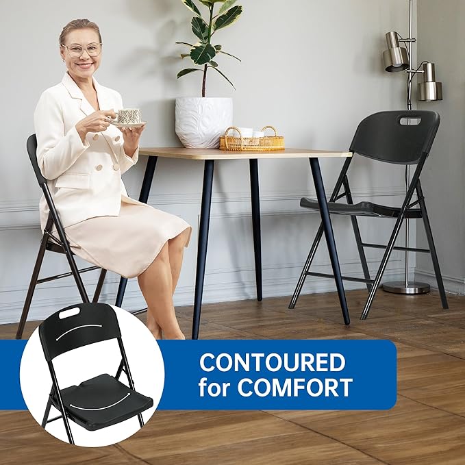 Winlice 80 Pack Thicker 800 LBS Black Folding Chairs, Commercial Grade Folding Chair, Foldable Chairs for Events