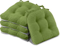 Basic Beyond Chair Cushions for Dining Chairs 4 Pack, Chair Cushion with Ties and Non Slip Backing, 15.5 x 15.5 inches Tufted Chair Pads for Dining Chairs(Grass Green)