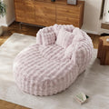 55" W Oversized Round Chaise Lounge Chair with Ottoman Indoor Boneless Faux Fur Plush Fluffy Circle Couch Soft Comfy Cozy Cloud Reading Chair with 5 Pillows for Living Room, Playroom, Bedroom - Pink