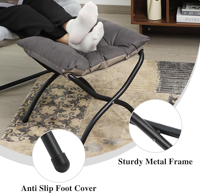 Mordchil HF 15"(H) Folding Ottoman, Foldable Footrest Stool, Portable Small Foot Stool for Couch, Collapsible Foot Rest Ottoman for Sofa, Accent Padded Ottomans for Living Room, Bedroom, Dark Coffee