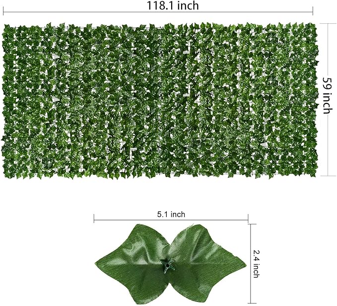 DearHouse Artificial Ivy Privacy Fence Wall Screen, 117.9x59 inch Artificial Hedges Fence and Faux Ivy Maple Leaf Decoration for Outdoor Garden Decor