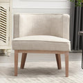 Comfy Barrel Chair Mid-Century Modern Accent Chair with Solid Wood Leg Upholstered Reading Arm Chair Linen Fabric Waiting Room Round Side Chairs for Small Spaces Living Room Bedroom Office, Beige