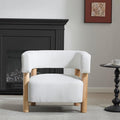 Christopher Knight Home Carly Low Profile Accent Chair, Round Backrest Side Chair, Living Room Armchair with Boucle Fabric Cushion, Comfy Reading Chair for Bedroom, Wooden Single Lounge Sofa, White