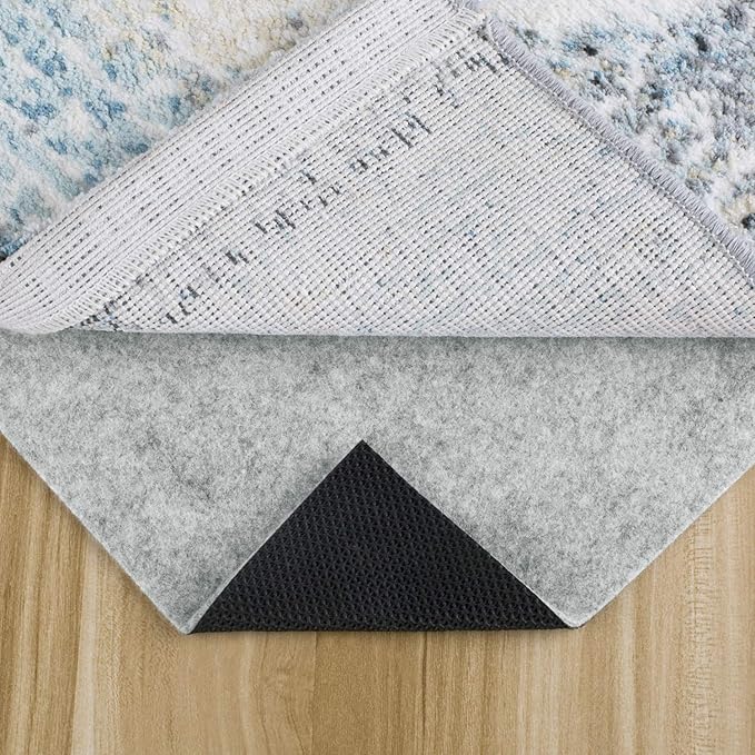 Non Slip Rug Pad 3x5 Feet, 4/25" Thick Felt Cushioned Rubber Gripper Pad for Hardwood, Laminate, Stone, Tile, Wood, Vinyl Floors & Carpet, Anti Skid Under Area Rug Pads