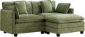 UMBFUN Cloud Couch Loveseat with Ottoman, Oversized Comfy Modular Sectional L Shaped Sofa with Deep Seat Cushions, Chenille 2-Seater Lounge Set for Living Room, Green