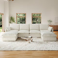 Forest aesthetics 124" U Shape Cloud Modular Sectional,Waterproof High Backrest 6 Seater Sectional Sofas,Down Filled Modular Couch with Removable Washable Cover for Living Room,Cream White