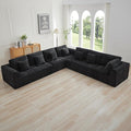 140''Modular Sectional Couches for Living Room, Cloud Boneless Compressed Sectional Sofa, Oversized L Shaped 7 Seater Upholstered Memory Foam Sofa, No Assembly, Chenille Black