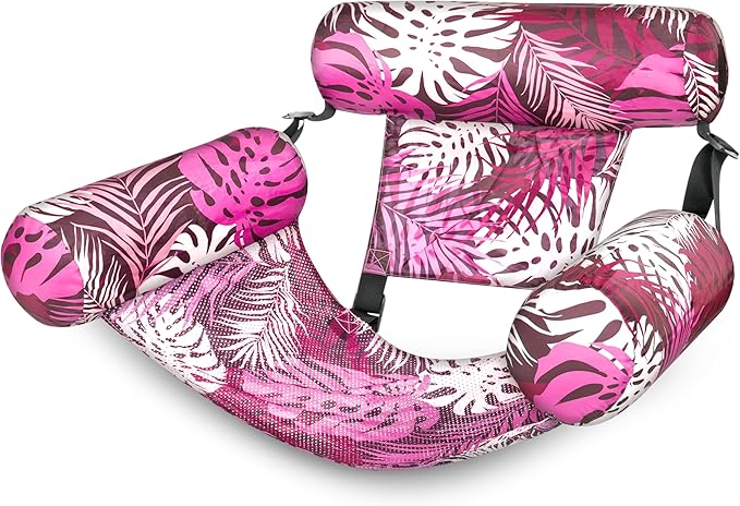 SLOOSH Pool Floats Chairs Adult,Inflatable Pool Lounge,Plant Pattern Floating Mat Hammock,Blow up Water Chairs Noodles rafts for Party Summer Water Beach Fun