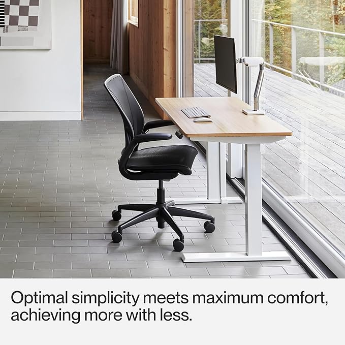Humanscale World One Black Office Chair, Ergonomic Work Desk Chair with Built in Lumbar Support, Adjustable Computer Office Chair for All Body Types