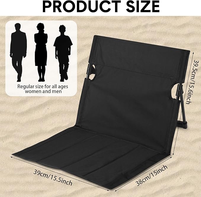 Jetec Foldable Floor Backrest Chair Portable Camping Chair with Storage Bag Light Weight Lazy Seat for Indoor Outdoor Bed Ground Park Lawn Concerts Beach Hiking