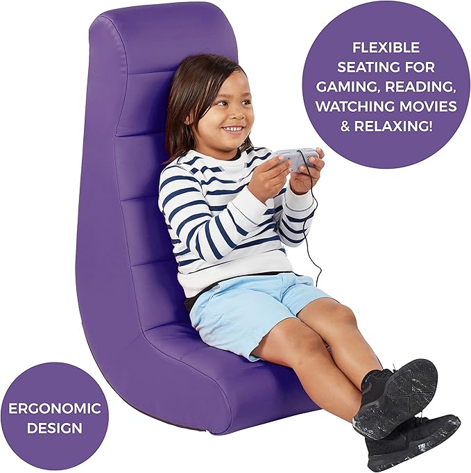 Factory Direct Partners 10489-PU Soft Ergonomic Horizontal Soft Video Rocker - Great for Reading, Gaming, Meditating, or TV for Kids Teens and Adults - Purple