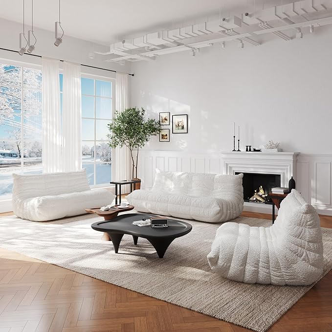 Selyteramy Oversized Bean Bag Chairs for Adults, Giant Beanbag Chair with Memory Foam, Comfy Lounge Chair Lazy Sofa for Apartment, Living Room, Bedroom, Office(Teddy Fabric)