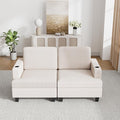 63" Modular Sectional Sleeper Sofa, Soft Durable Corduroy Loveseat with Armrest, 2 Cup Holders & 2 USB Ports, 21" Deep Seat Cloud Couch for Small Spaces Living Room Bedroom Office (White, 2 Seat)