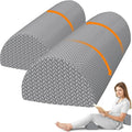 Large Knee Pillow for Side Sleepers, Half Moon Memory Foam Bolster Pillow for Legs,Ergonomic Design Wedge Elevation Pillow for Side & Back Sleeping,Under Knee Support,Foot,Ankle, Lumbar,Gray - 2 Pack