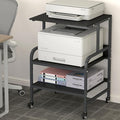STEELIST Black Printer Stand, Large Printer Table with Wheels, 32.48 X 22.05 X 18.9 Home Office Rolling Stand with Adjustable Shelf, Heavy Duty Printer Cart for Scanner, Fax, Black Ebony
