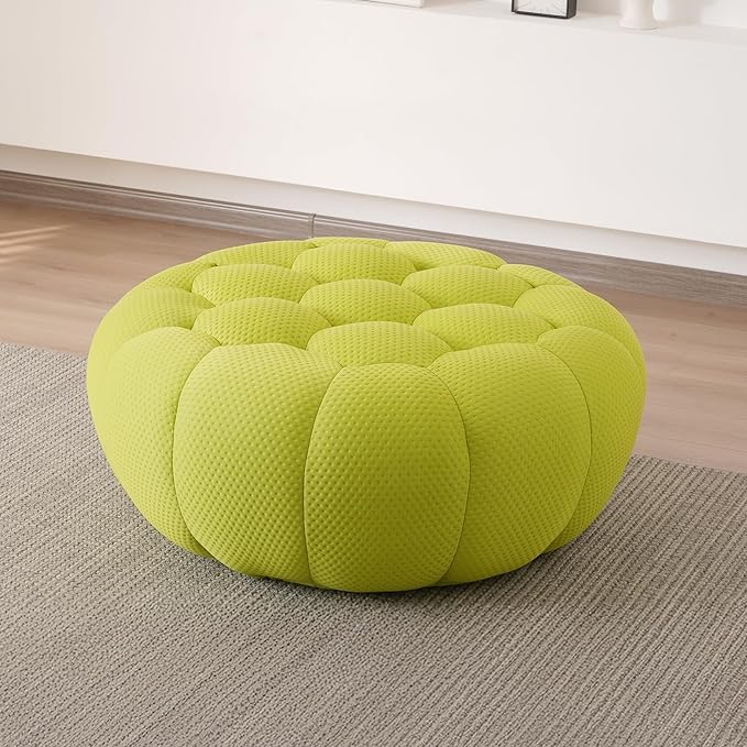 JACH 41.24'' Modern Lazy Floor Ottoman, Bubble Footstool, Upholstered Mesh Fabric Bubble Couch Sofa, 3D Honeycomb Shape Ottoman for Living Room, Office, Apartment, Small Space (Fluorescent Green)
