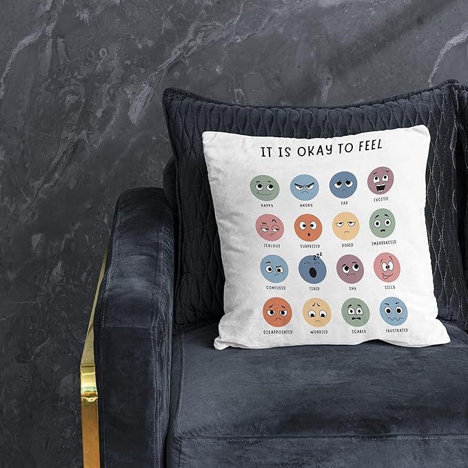 Nogrit Counseling Office Must Haves Throw Pillow Cover, Calming Corner, Mental Health Pillowcase Decor for Home Kids,Mental Health Counselor Gifts, Calming Corner Pillow Covers 22x22 White