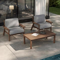 Patio Kingdom Patio Furniture Set with Washable Thick Gray Cushions, HDPE Outdoor Couch, All-Weather Outdoor Sectional Furniture, Patio Conversation Sets for Lawn, Garden, Porch (Brown Frame)