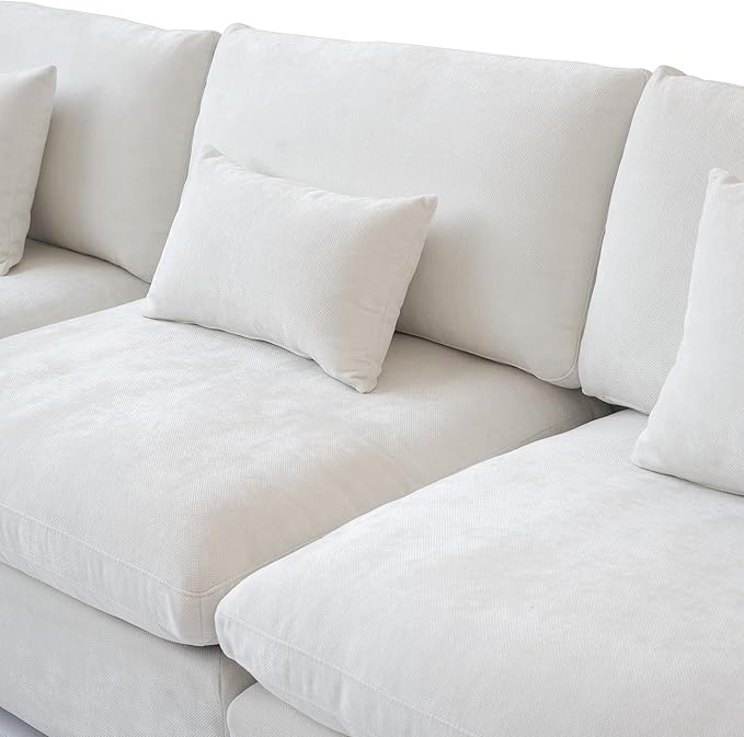 Cloud Couch Modular Sectional Sofa,156" U Shaped Large Down Filled Convertible Modular Sofa Couch with Ottomans for Living Room Set,Covers Washable&Replaceable(White)