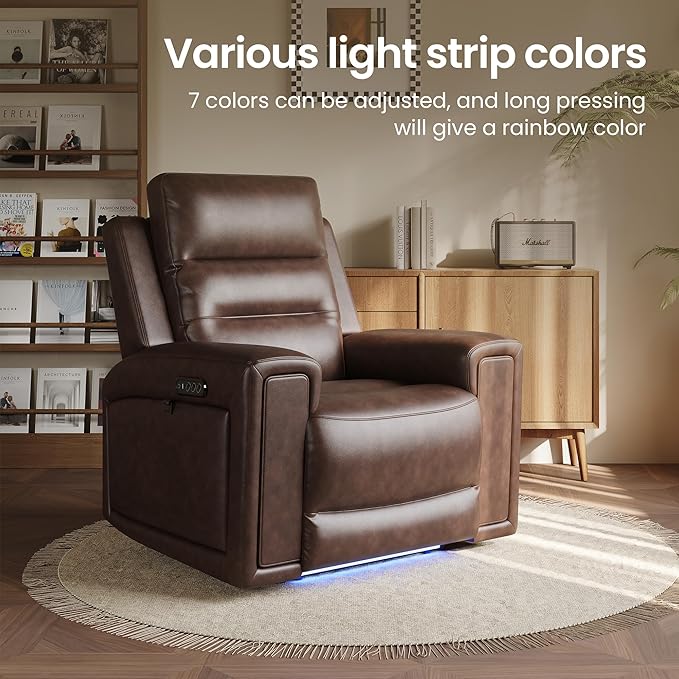 COLAMY Aura Triple Motors Power Recliner Chair with Power Headrest & Lumbar Support for Living Room, Home Theater Seating with Armrest Storage, Dark Brown