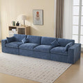 155''Cloud Boneless Sectional Couch, Modular Sectional Sofa Deep Seat, Oversized Upholstered Convertible Comfy 4 Seater Chenille Memory Foam Sofa Couches for Living Room, Blue
