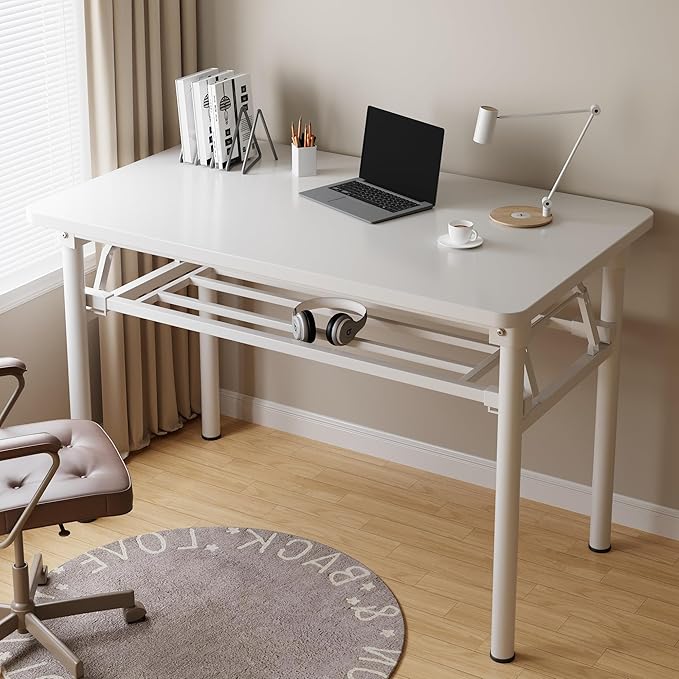 Small Folding Desk No Assembly,31.5 Inch Folding Computer Desk Small Foldable Table for Home Office.