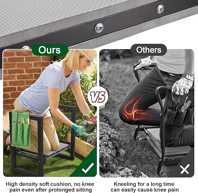 JAOTREL Garden Kneeler and Seat, Foldable Garden Stool 400lbs Heavy Duty, Protects Knees and Back, Ideal for Women, Men, and Seniors Gardeners, Large Size 19"x10.6"x18.5"