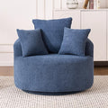 Yoglad 38.58'' Swivel Round Chair, Comfy Boucle 360° Accent Chair with Thick Cushion, Oversized Modern Single Sofa with 3 Pillows, Soft Armchair for Nursery, Living Room, Bedroom, Office (Blue)