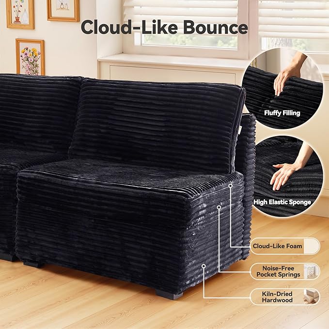 CAODOC Large 7 Seat Modular Sectional Sofa with Ottoman Seat Corduroy Sleeper Sectional Sofa Bed Oversized Convertible Modular Couch for Living Room