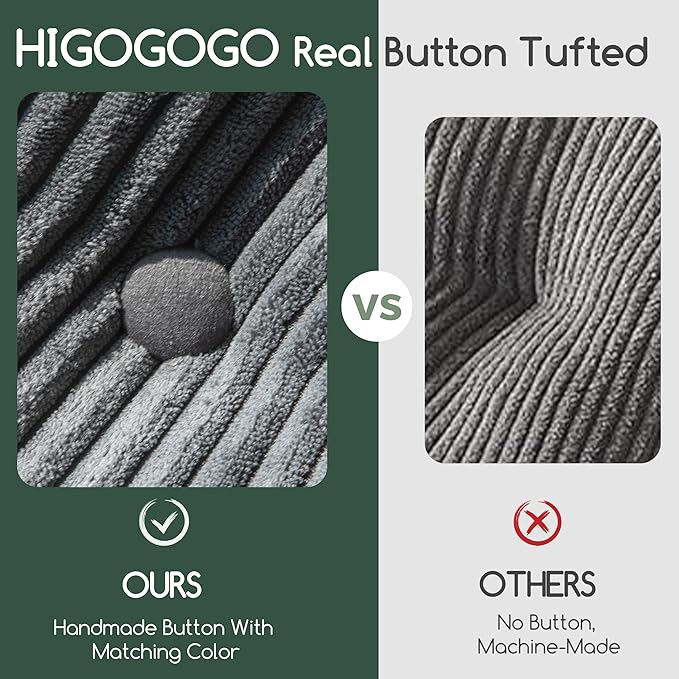 HIGOGOGO Rocking Chair Cushions with Corduroy Cover (Without Chair), 46 x 18 Inch Supportive Cushion, Overstuffed Chair Cushion,Dark Grey