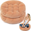 Jerify Floor Pillow Cushions 22 x 22 Inch Round Square Large Meditation Floor Pillow for Classroom Adult Meditation Picnic Party Cushion for Seating Gift Christmas(Round,Light Brown,2 Pcs)