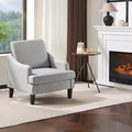 VINGLI Linen Fabric Accent Chair Grey, Modern Upholstered Armchair, Comfy Sofa Chair Living Room Bedroom Furniture for Apartment