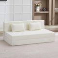 Folding Sofa Bed Convertible Floor Couch Foldable Chair Bed with Pillow，Linen Sleeper Chair Futon,Foldable Memory Foam Mattress for Bedroom/Living Room/Dorm/Office (Beige, Queen)