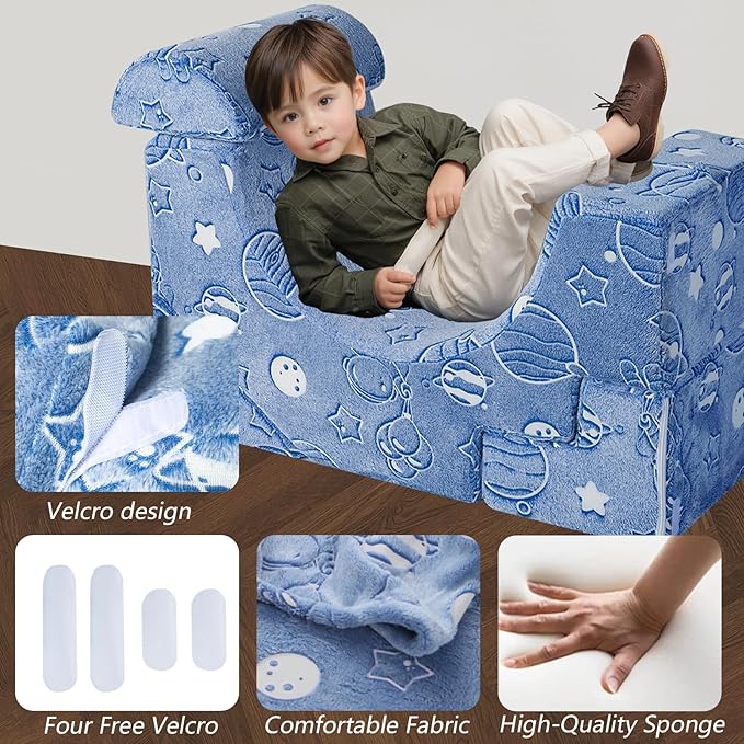 MeMoreCool Foam Climbing Toddler Couch – Modular Kids Sofa with Slide & Stair | Convertible Baby Couch for Playroom, Sectional Furniture for Crawling, Climbing, Kids’ Play