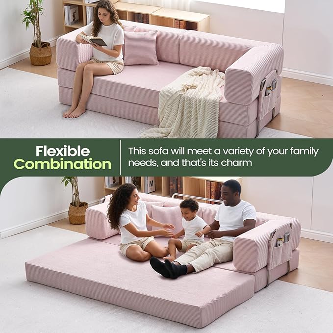 Multi-functionalcorduroy Sofa Bed, Crafted from Corduroy Fabric, is Ideal for Apartments and Living Rooms. Sleeper Sofa Couch Folding futon or Foldable Floor Convertible Floor Studio | Multi-functional