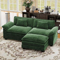 CDCASA 86" Modular Sectional Sofa, Comfy L-Shaped Cloud Couch with Movable Ottoman, 3-Seater Chenille Deep Seat Modern Sofa Couch for Living Room, DIY Combination, Green