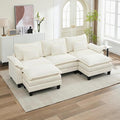 URRED Cloud Couch Modular Sectional Sofa, 122" Modern U Shaped Deep Seat Sofa with 2 Ottomans & Pillows, Ultra Comfy Chenille Couches for Living Room, Bedroom or Apartment, White | Chenille Fabric, Skin Friendly, Breathable, Ergonomic Design, Flexible ...
