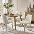 HULALA HOME Modern Dining Chairs Set of 4，White Fully Chenille Upholstered Dining Room Chairs Set with Foot Peg, Wood Frame, Armless Kitchen Accent Chairs for Living Room Bedroom Reception - Ivory