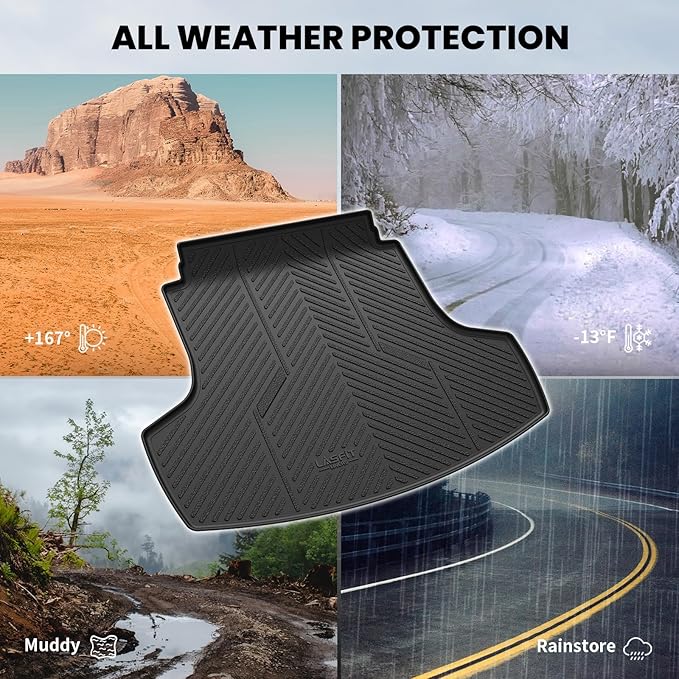 LASFIT Cargo Mat for Hyundai Sonata 2026 2025 2024 2023 2022 2021 2020 / Kia K5 2021-2025, All Weather TPE Custom Fit Car Trunk Mats Cargo Liners Accessoires, Black