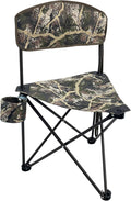 Black Sierra Tri-Lite Stool w/Back, Lightweight Portable Fishing Chair w/Cupholder and Carry Strap, Supports 225-Lb, Portable Outdoor Chair for Hunting, Camping, Travel, Hiking