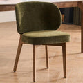 YOUNUOKE Upholstered Dining Chair, Modern Chenille Fabric Dining Room Chair with Wood Legs, Widen Backrest Comfy Side Kitchen Chairs, Green (Single Pack)