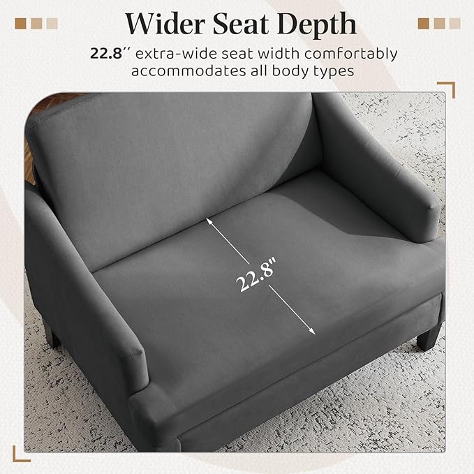 Bezseller Oversized Accent Chair with Ottoman - 33.5'' Wide Seat Comfy Armchair with 2 Pillows, Upholstered Big Reading Chair, Modern Single Sofa for Living Room Bedroom Office, Dark Grey/Grey